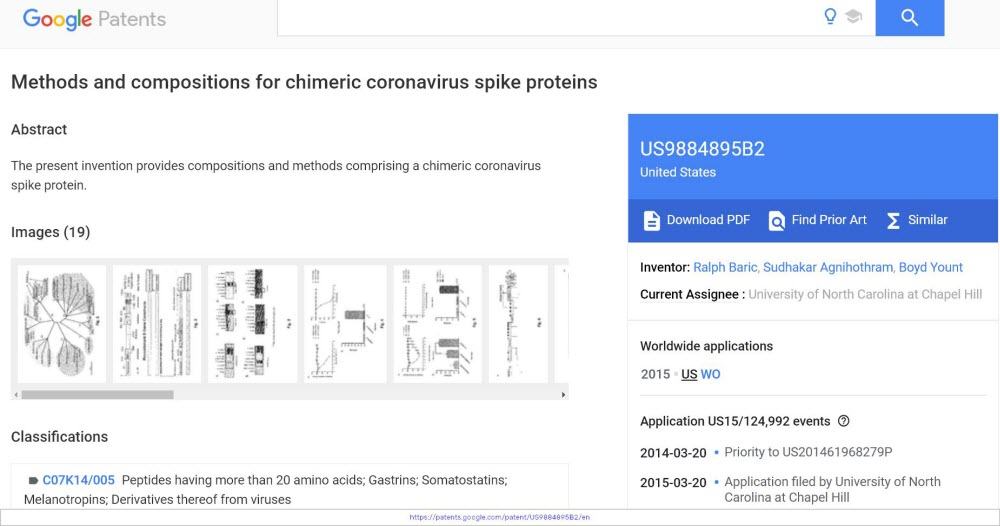 Ralphbaric Spikeprotein Patent Google