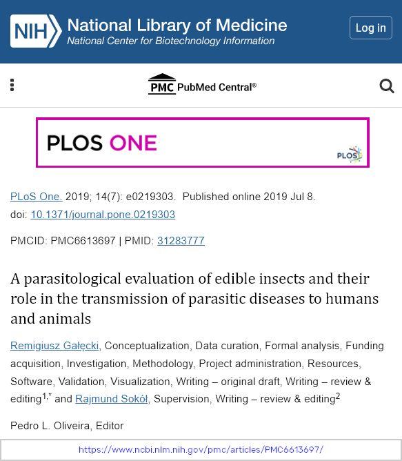 Pubmed Edibleinsects Transmission Parasiticdiseases