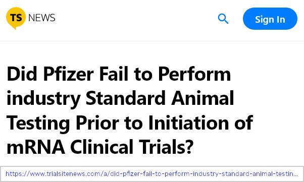 Trialsitenews Pfizer Animal Testing