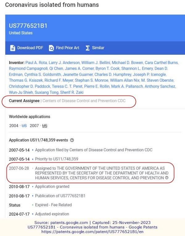 2004 Cdc Us7776521b1 Coronavirus Isolated
