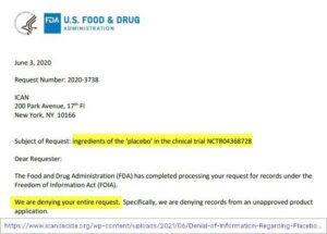 Denied Placebo Ingredient Request