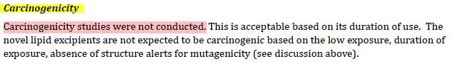 Tgafoi2389 P13 No Carcinogenicity Studies Conducted