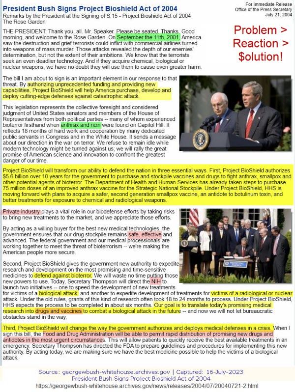 Bush Bioshieldact2004
