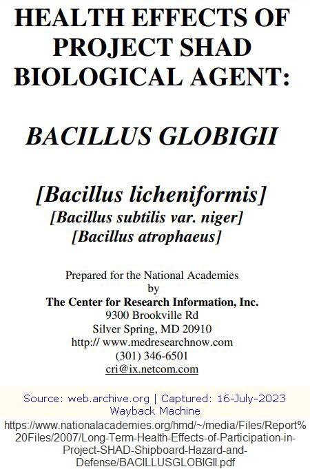 Long Term Health Effects Project Shad Bacillus